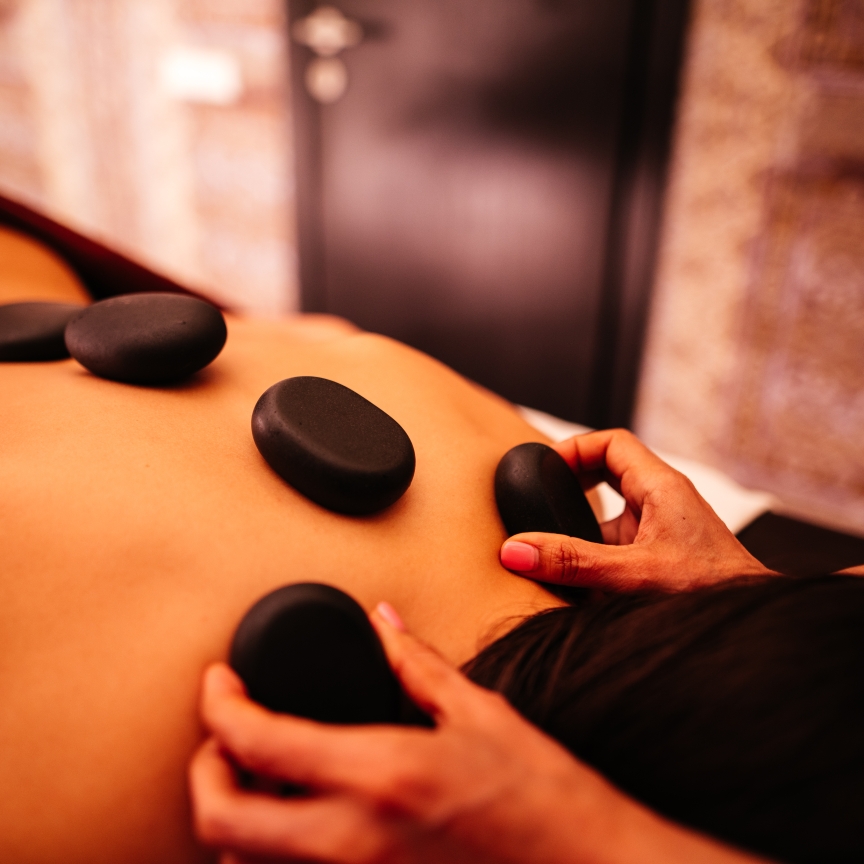 Massage with lava stones
